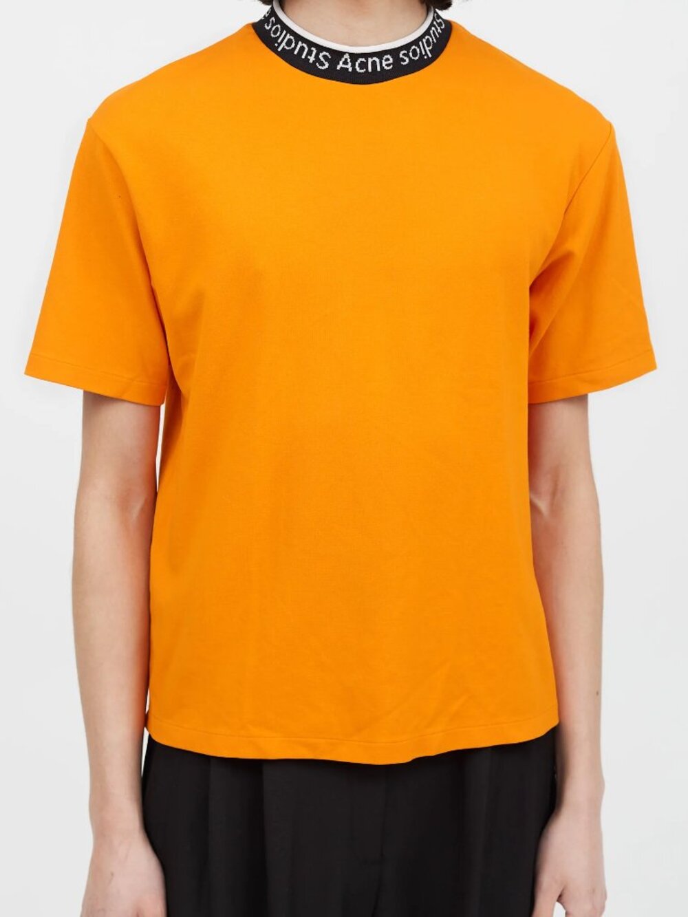 Acne Studios Ribbed Logo T-Shirt - Men's Size Medium - Orange/Multic